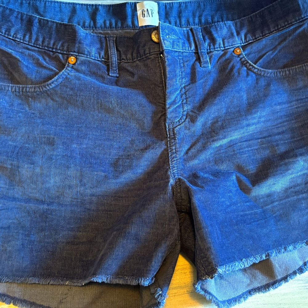 Gap, Size 14 corduroy blue shorts. Frayed Hem. Excellent condition.
